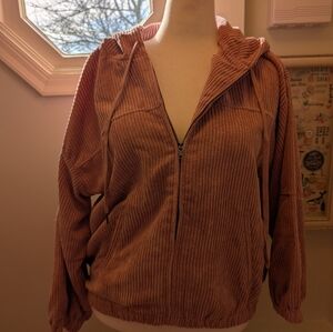 Kori America corduroy hooded zip-up jacket